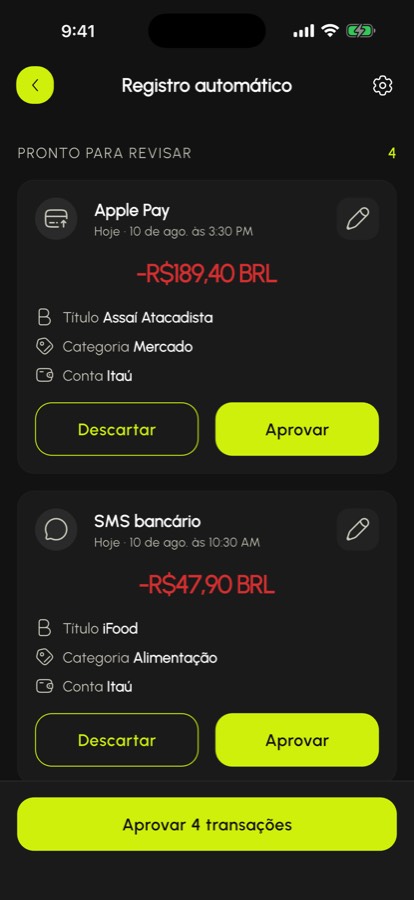 Movimentos detectados pelo Apple Pay e por SMS do banco