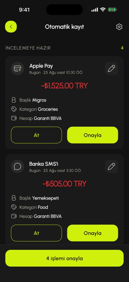 Apple Pay ve banka SMS'lerinden yakalanan işlemler